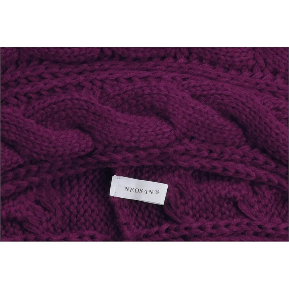 Women's Twist Purple Red Thick Ribbed Knit Winter Infinity Circle Loop Scarf